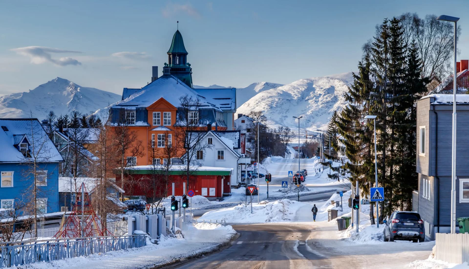 The city of Tromso in winter, North Norway.